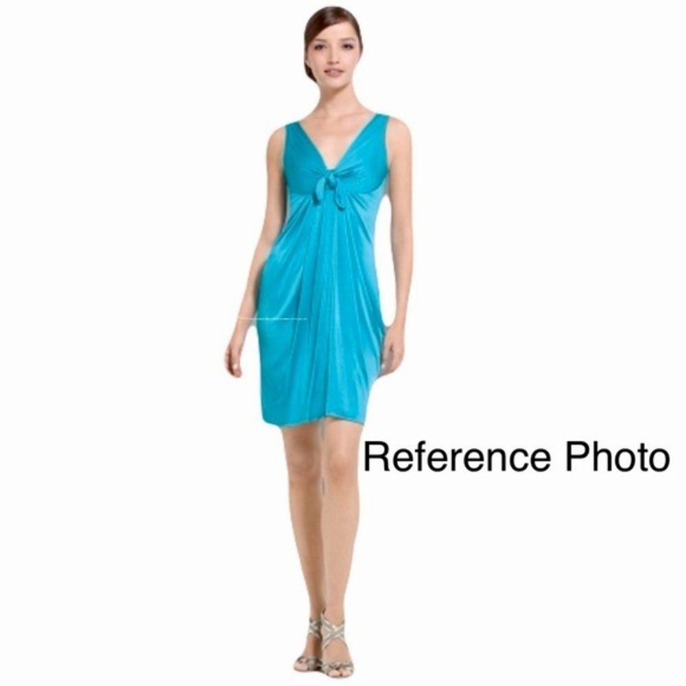 BCBGMaxAzria Tie Bust V-Neck Turquoise Dress